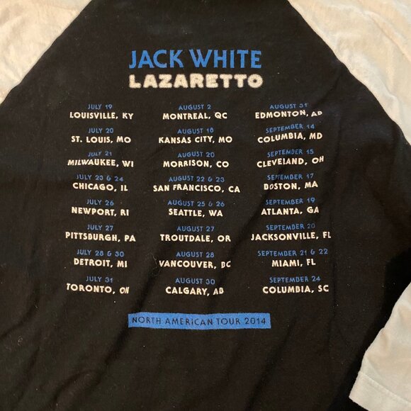 white stripes jack white lazaretto baseball tshirt 2014 north america to… - Picture 5 of 9